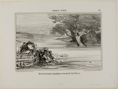 Vannmoro lånt fra de gamle grekerne, tallerken 20 fra Croquis D#39;été av Honoré Victorin Daumier