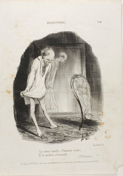 Kjolen faller, mannen blir værende, og beina skjelver. (JB Rousseau), plansje 10 fra Coquetterie av Honoré Victorin Daumier