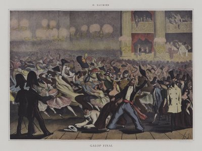 Galopfinale (fargelitho) av Honore (after) Daumier