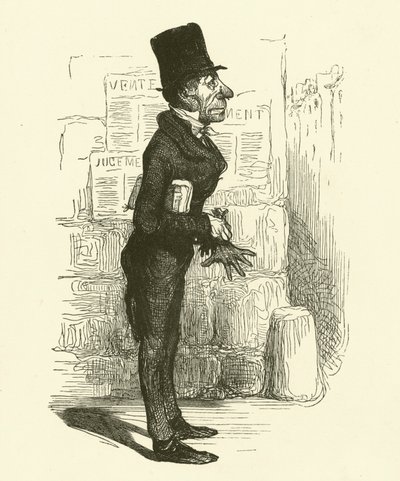 The Petty Lawyer (gravering) av Honore (after) Daumier