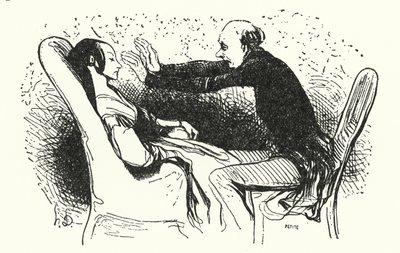 Hypnotisøren (litho) av Honore (after) Daumier