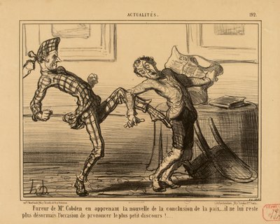 Aktualiteter nr. 192: Mr. Cobdens raseri da han fikk høre nyheten om fredsslutningen... av Honoré Daumier