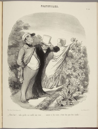 Jaså!... der plukker hun en rose til meg... som om roser var til for å plukkes!... av Honoré Daumier