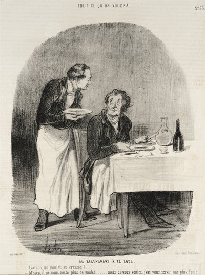 På restauranten for 32 sous av Honoré Daumier