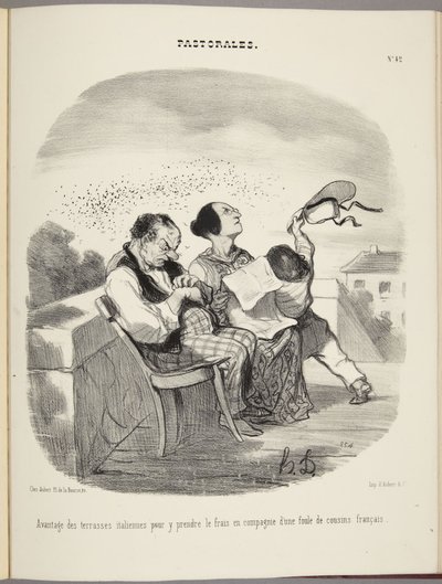 Fordelen med italienske terrasser for å kjøle seg ned i selskap med en mengde franske fettere av Honoré Daumier