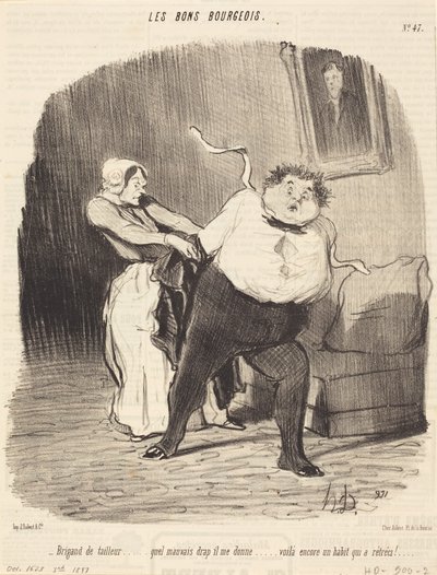 Skredderrøver... enda et plagg... krympet! av Honoré Daumier