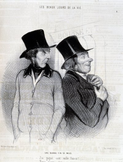 Tegneserie om stipendiaterne - av Daumier, i "" Charivari"" fra 16.04.1844 av Honoré Daumier