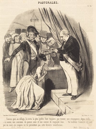 Hvordan den mest haglrammede dyd i landsbyen... av Honoré Daumier