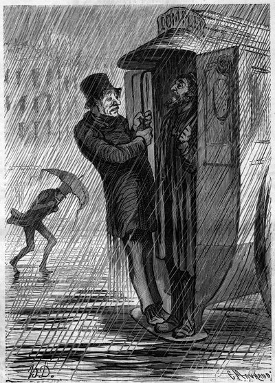 Fullstendig!!! Tegneserie av Honore Daumier (1808-1879). Gravering i "" Le Monde Illustré"" nr. 271 av 21. juni 1862. av Honoré Daumier