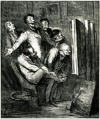 Kritiker vor einem Gemälde von Honore Daumier