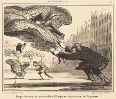 Faren ved å bære ballongskjørt... av Honoré Daumier