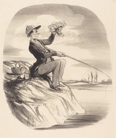 Ulempen ved å dra på fisketur... av Honoré Daumier