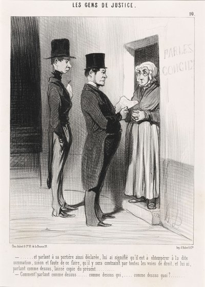 Og mens han snakket med sin slik erklærte portnerske... av Honoré Daumier