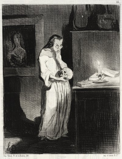 Humanitær kvinnelig forfatter som gir seg hen til mannen... av Honoré Daumier