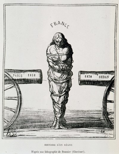 History of a Regne: Frankrike i en tangbevegelse mellom Paris 1851 og Sedan 1870 - litografi av Honore Daumier publisert i "" Le Charivari"", sd. rundt 1871 av Honoré Daumier