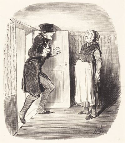 Ulempen med å besøke en mellometasje uten forholdsregler... av Honoré Daumier