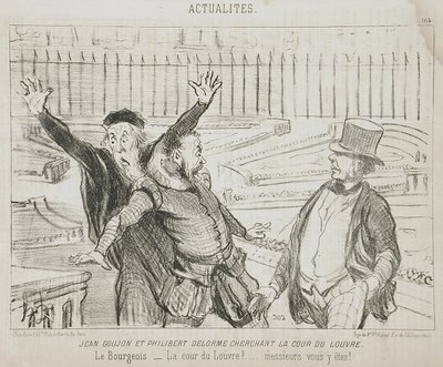 Jean Goujon og Philibert Delorme på jakt etter gårdsplassen ved Louvre av Honoré Daumier