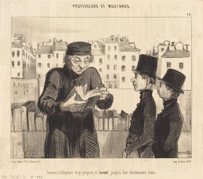 Unge studenter... vasker opp sin latinske ordbok av Honoré Daumier