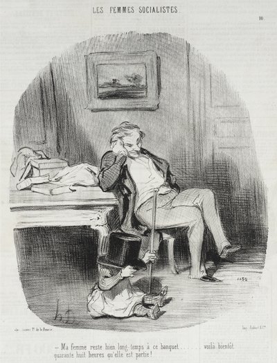 Min kone blir svært lenge ved denne banketten... av Honoré Daumier