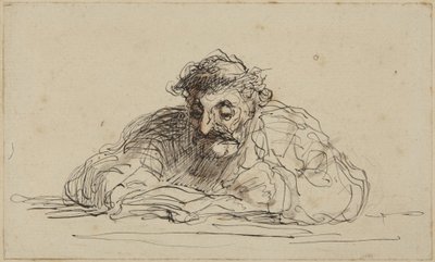 Lesende mann av Honoré Daumier