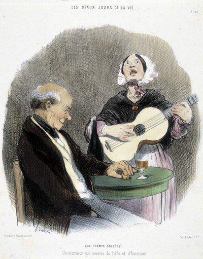 Mann som drikker i selskap med en sanger - i «Les Beaux Days de la vie»» av Honoré Daumier av Honoré Daumier