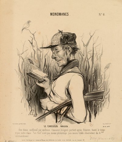 Monomane nr. 6: Den parisiske jegeren. Et godmodig, fullstendig ufarlig vesen... av Honoré Daumier