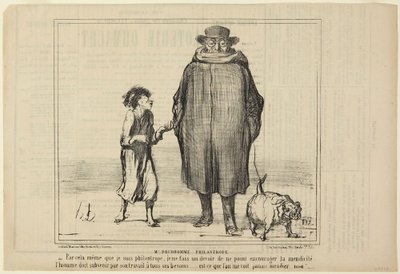 Herr Prudhomme, filantrop, nummer 291 fra serien Actualités i Le Charivari av Honoré Daumier