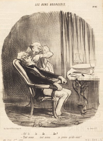 Å! Vel... så mye desto bedre... det beviser at hun kommer! av Honoré Daumier