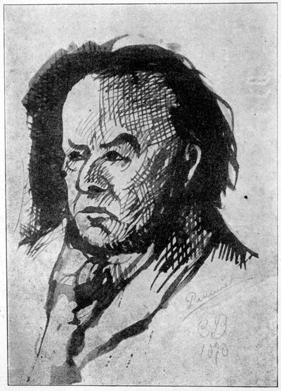 Portrett av Daumier av Charles Baudelaire i 1890: Autografmanuskriptet til Charles Baudelaire - paris, Auguste Blaizot av Honoré Daumier