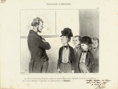 Lærere og unger. Elevene ved Pascareau-institusjonen prøver en ny uniform... 25. av Honoré Daumier