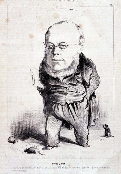 Proudhon, "" apostel for sosialismen, fiende av eiendom og dens patenterte ødelegger"" - av Daumier, i "" Charivari"" av 06/01/1849 av Honoré Daumier