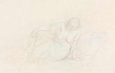 Tilbakelent kvinne lener seg på armen (verso) av Honoré Daumier
