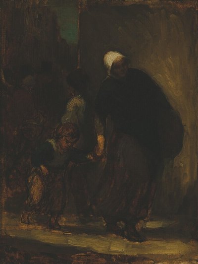 Gatescene, ca. 1864 (olje på panel) av Honoré Daumier