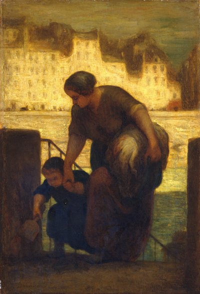 The Laundress, ca. 1863 (olje på tre) av Honoré Daumier