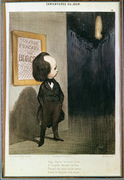 Mislykket Victor Hugos Burgraves (1802 - 1885), i 1843. Tegneserie av Honoré Daumier (1808 - 1879). Paris, Victor Hugo-museet. av Honoré Daumier
