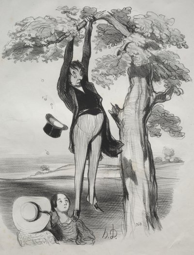 Farene ved å riste et plommetre for kraftig (når man er en voksen mann) av Honoré Daumier