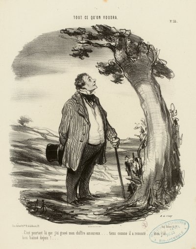 Alt man måtte ønske nr. 35: Det var likevel der jeg graverte mitt kjærlighetstegn... av Honoré Daumier
