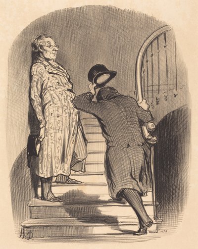 En leietaker som betaler husleien sin punktlig av Honoré Daumier