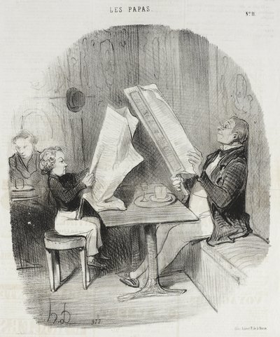 Et barn som morer seg med lite. Le Constitutionnel er nok for ham hele kvelden av Honoré Daumier