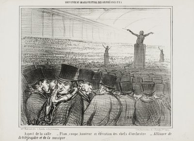 Utsikt over den store salen, plate 1 fra Souvenir Du Grand Festival Des Orphéonistes av Honoré Daumier
