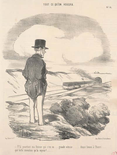 Men her er min kone som drar... av Honoré Daumier