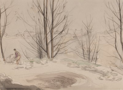 Carshalton Quarry, 1907 (kritt og wc på papir) av Horace Mann Livens