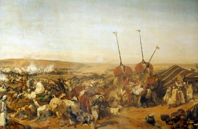 Erobringen av Algerie (1830-1847): "" Fangst av Smalah (Smala) av Abd el Kader (Abd-el-Kader eller Ibn Muhyi al-Din al-Hasani) (1807-1883) av hertugen av Aumale i Taguin av Emile Jean Horace Vernet