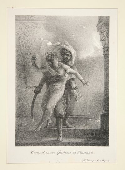 Conrad redder Gulnare fra l av Emile Jean Horace Vernet