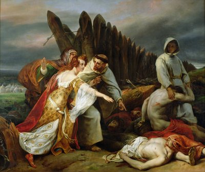 Edith Finding the Body of Harold, 1828. av Emile Jean Horace Vernet