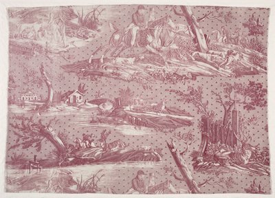 Fragment of Copperplate Printed Cotton with Hunting Scene Design, c. 1815.    1201881   no       norwegian Successfully Translated  Original: Y son fieras (And They Are Like Wild Beasts), pl. 5 from the series Los desastres de la guerra (The Disasters of W av Emile Jean Horace Vernet