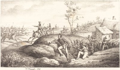 Infanteri bakholdsangrep mot kosakkene av Emile Jean Horace Vernet