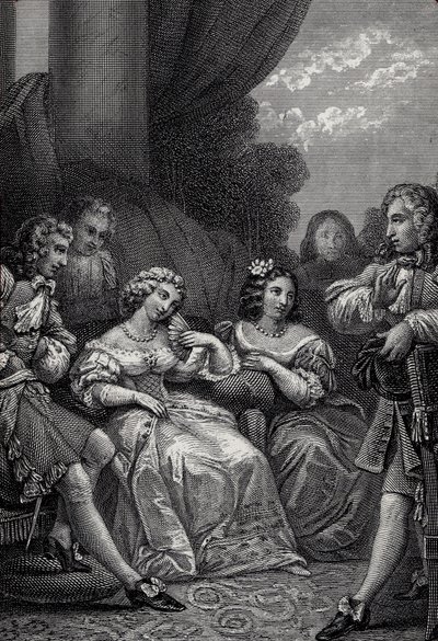 The Misanthrope or the Atrabilaire in Love - Gravering fra "Works" av Jean-Baptiste Poquelin dit Moliere (Jean Baptiste Poquelin av Emile Jean Horace Vernet
