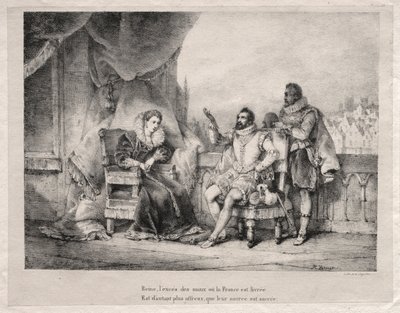 Marie de Medici og Henry IV av Frankrike. av Emile Jean Horace Vernet