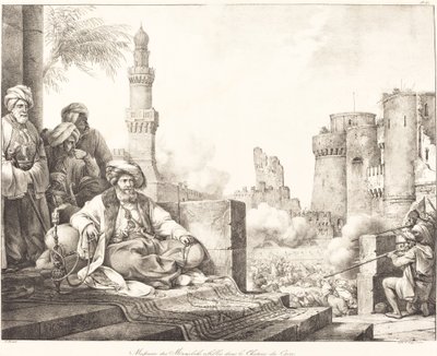 Massakren av Mameluke-opprørerne i Kairo-slottet av Emile Jean Horace Vernet